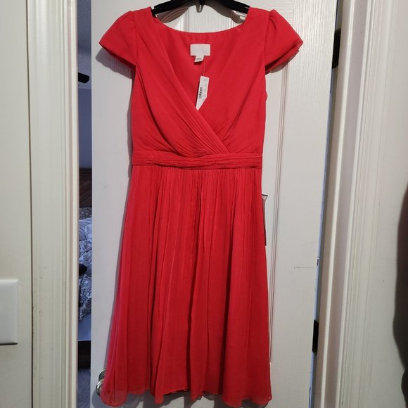 NWT J Crew Silk Chiffon Mirabelle Dress, strawberry red, size 4 - Picture 12 of 15